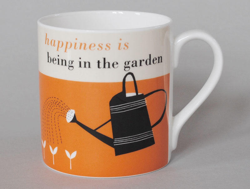 Repeat Repeat Happiness Gardening Bone China Mug Orange
