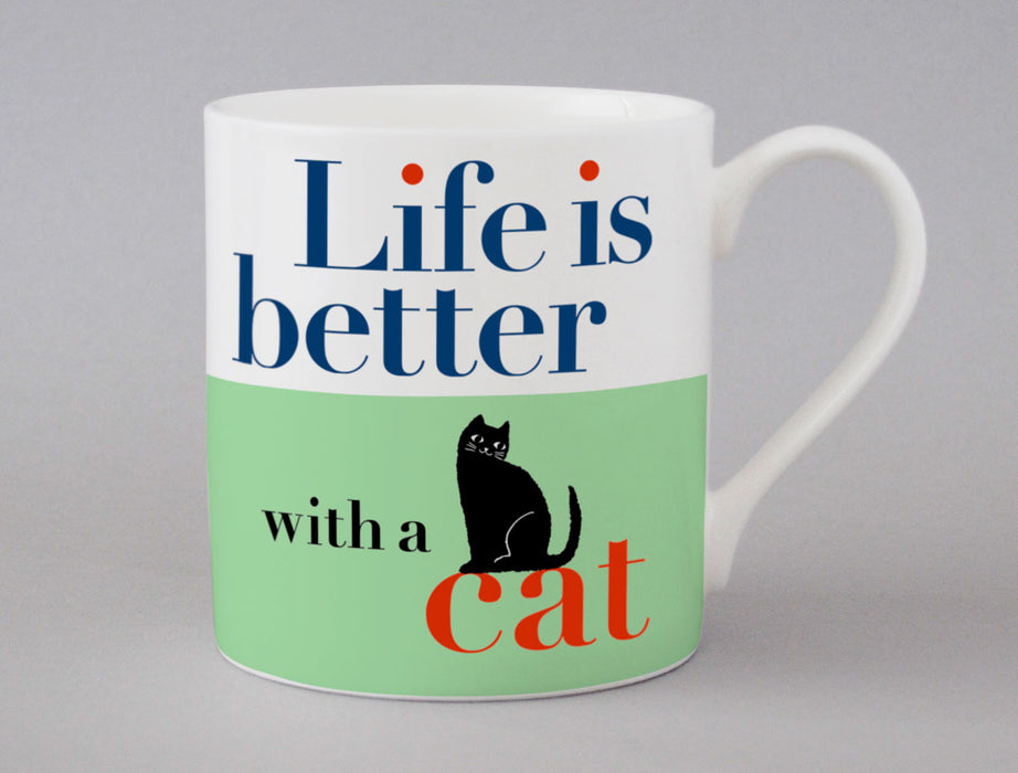 Repeat Repeat Life Sitting Cat Mug Green