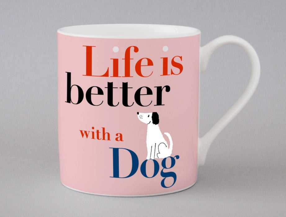 Repeat Repeat Life Sitting Dog Mug Pink