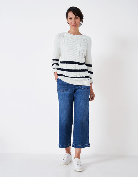 Crew Clothing Women's Rita Cable Knit Jumper - White Navy