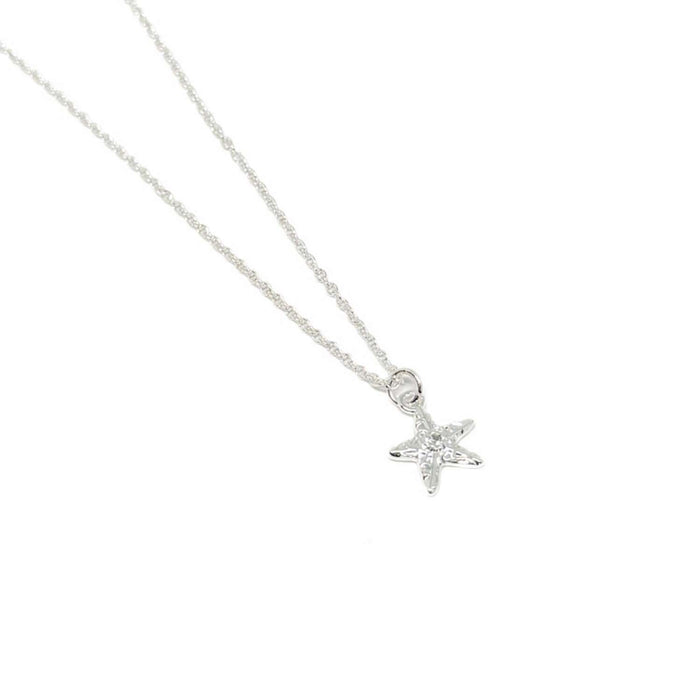 Clementine Riven Starfish Necklace - Silver