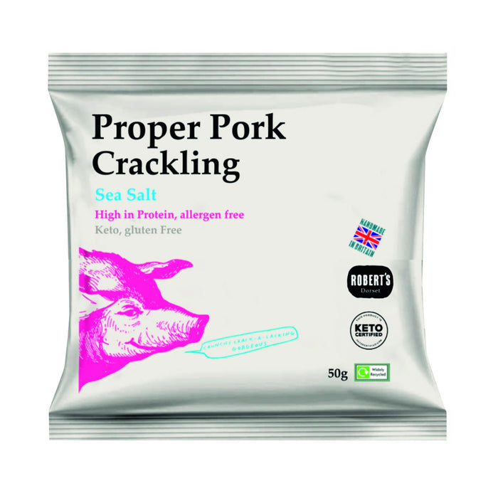 Robert's Proper Pork Crackling Flavoured With Sea Salt 50g