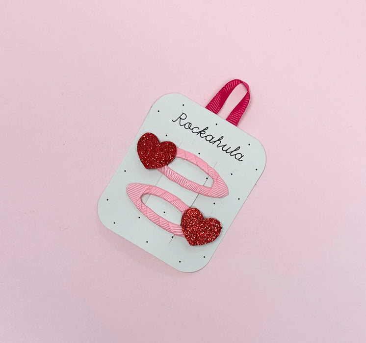 Rockahula Love Heart Glitter Clips