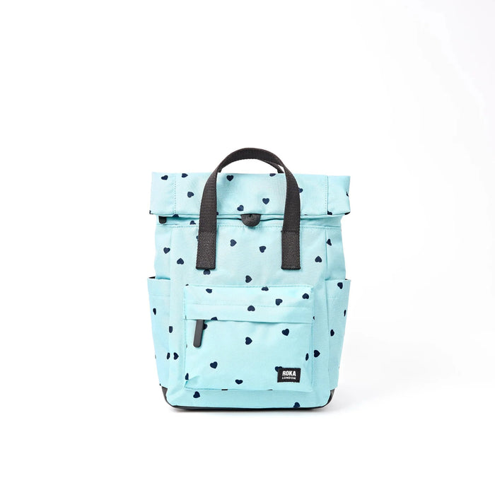 ROKA Bags Canfield Roll Top Backpack in Heart Print