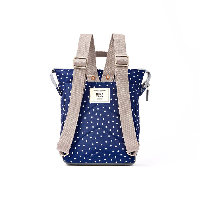 ROKA Bantry B Canvas Navy Polka Dot Small Backpack