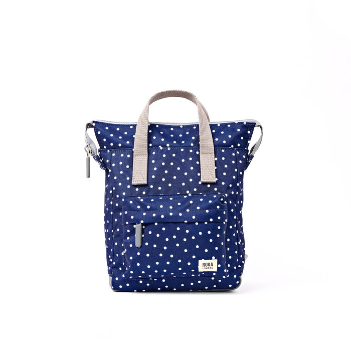 ROKA Bantry B Canvas Navy Polka Dot Small Backpack
