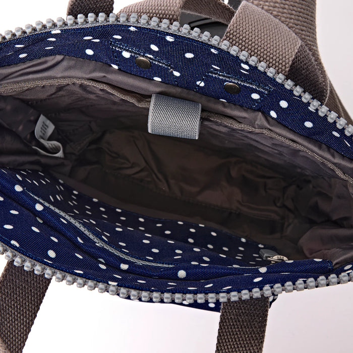 ROKA Bantry B Canvas Navy Polka Dot Small Backpack