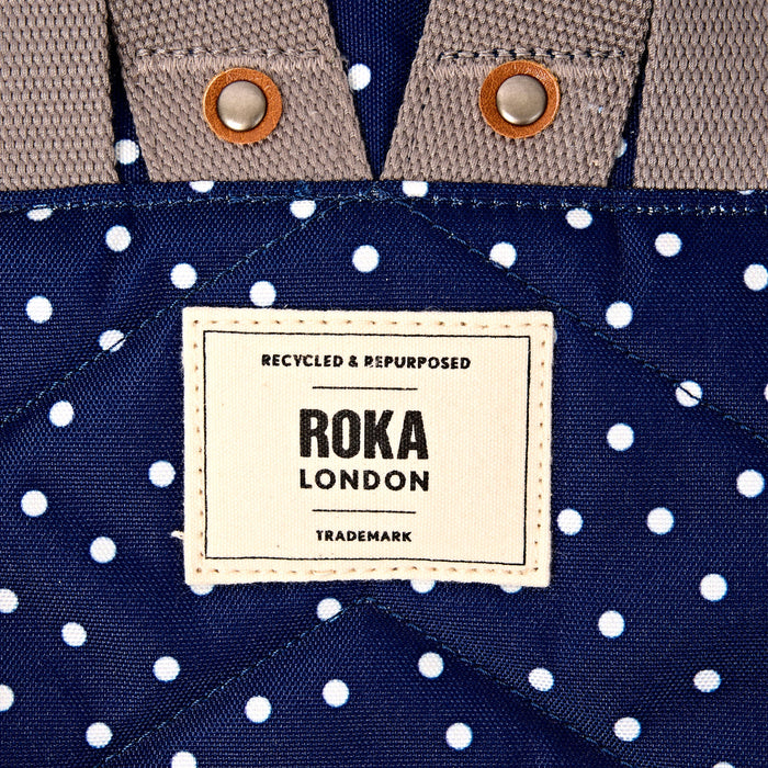 ROKA Bantry B Canvas Navy Polka Dot Small Backpack