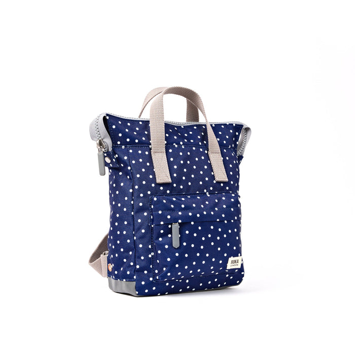 ROKA Bantry B Canvas Navy Polka Dot Small Backpack