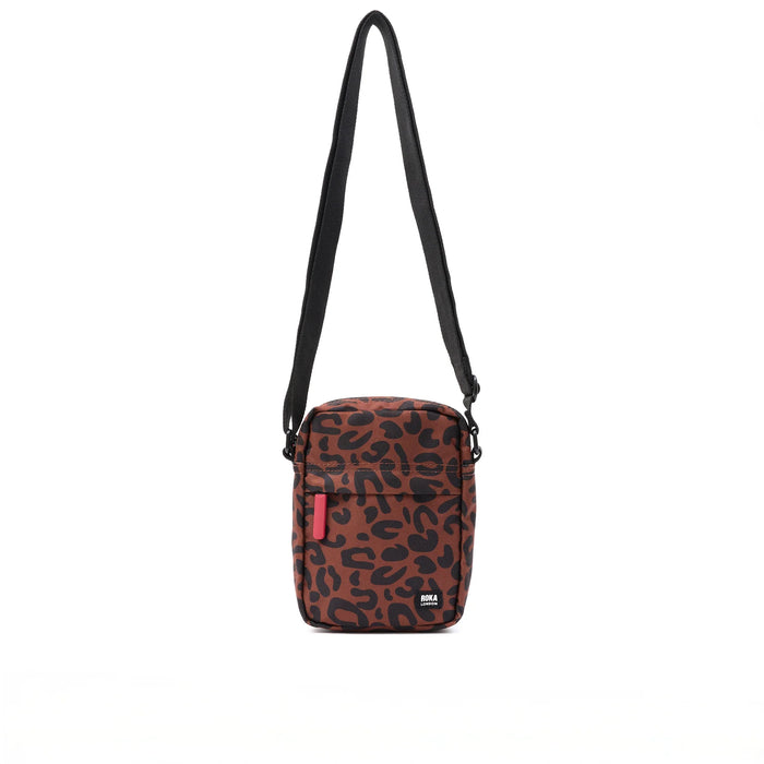 ROKA Bond Scarlet Leopard Recycled Canvas Pocket Crossbody Bag