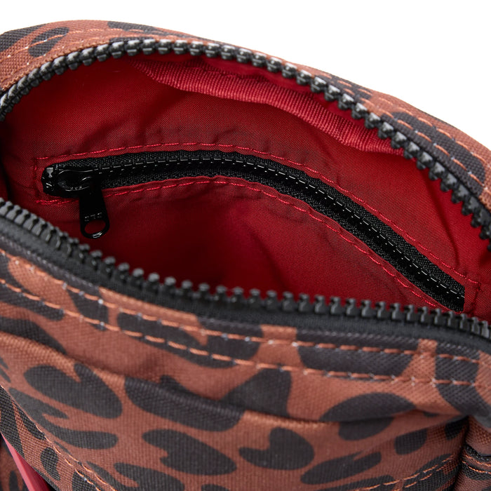 ROKA Bond Scarlet Leopard Recycled Canvas Pocket Crossbody Bag