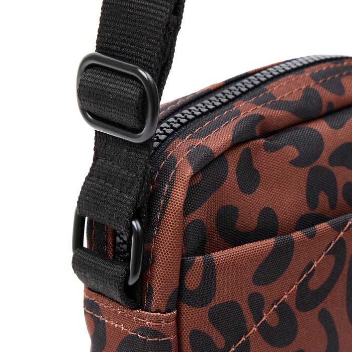 ROKA Bond Scarlet Leopard Recycled Canvas Pocket Crossbody Bag
