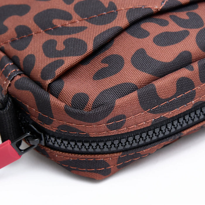 ROKA Bond Scarlet Leopard Recycled Canvas Pocket Crossbody Bag