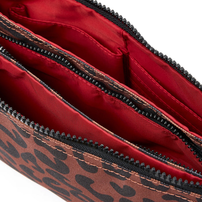 ROKA Carnaby Crossbody Scarlet Leopard Print Recycled Canvas