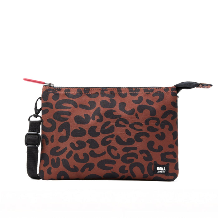 ROKA Carnaby Crossbody Scarlet Leopard Print Recycled Canvas