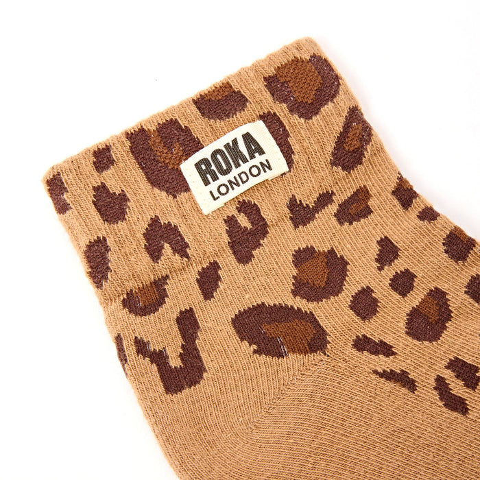 ROKA Women's Wembley Ankle Socks In Leopard Sand