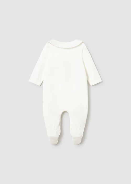 Mayoral Layette Boy Long Natural Romper With Bib
