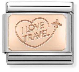 Nomination Classic Rose Gold Plates I Love Travel Charm