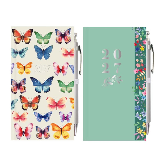 Tallon 2027 Diary Slim WTV With Pen Butterfly & Floral