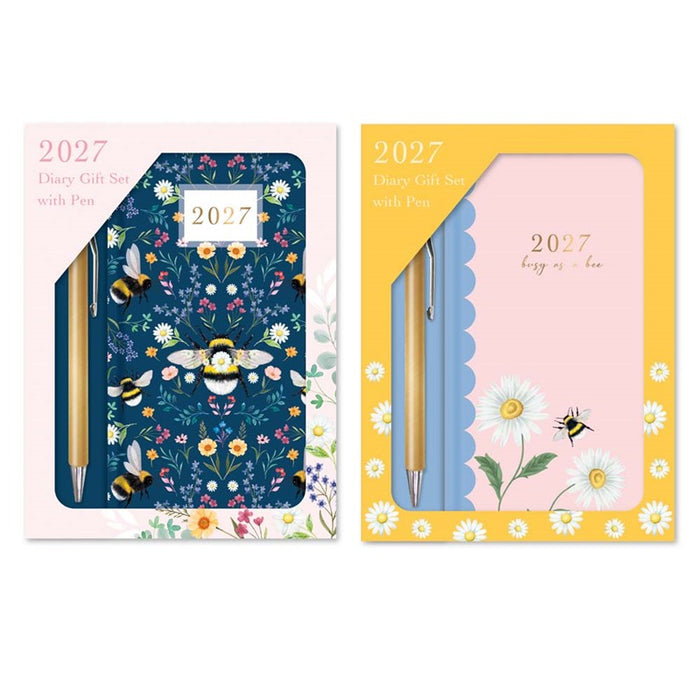 Tallon Gift Set Slim Week To View 2027 Diary with Pen Bees