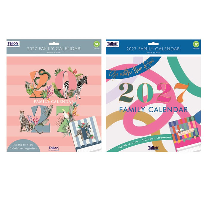 Tallon 2027 Organiser Calendar Family - Animals and Quote