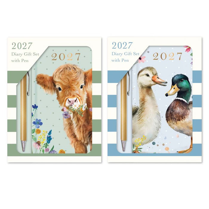 Tallon Gift Set Diary Slim Week To View with Pen Animals