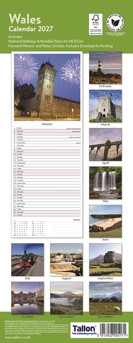 Tallon 2027 Calendar Super Slim Wales