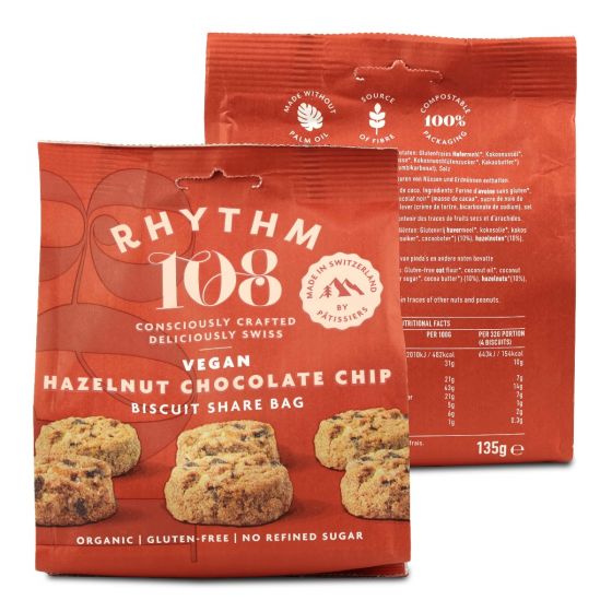 Rhythm 108 Swiss Vegan Hazelnut Chocolate Chip Share Bag
