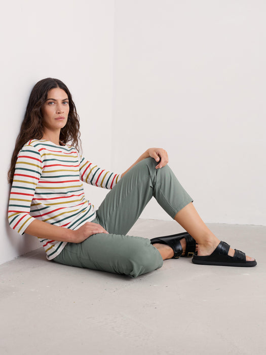 Seasalt Women's Sailor Shirt In Tri Breton Orange Coral