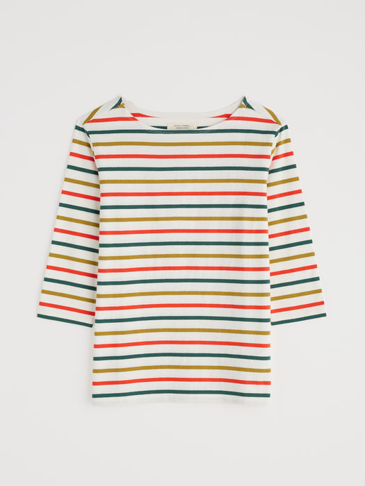 Seasalt Women's Sailor Shirt In Tri Breton Orange Coral