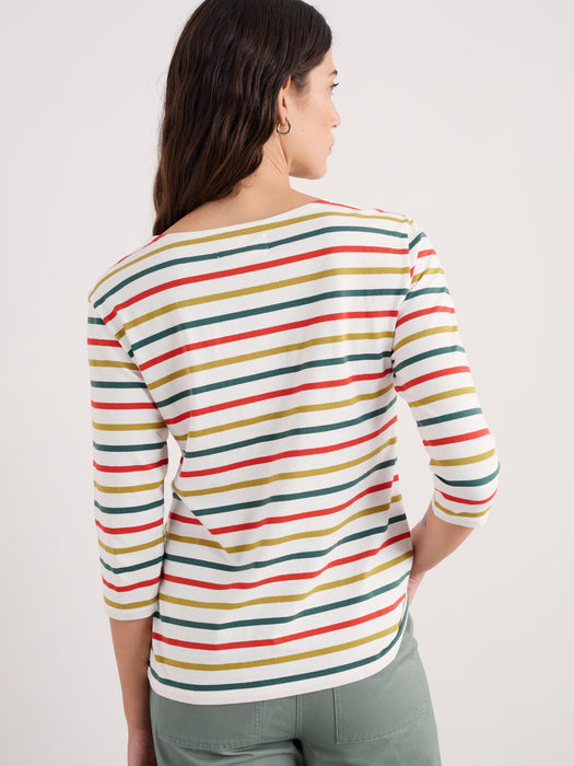 Seasalt Women's Sailor Shirt In Tri Breton Orange Coral