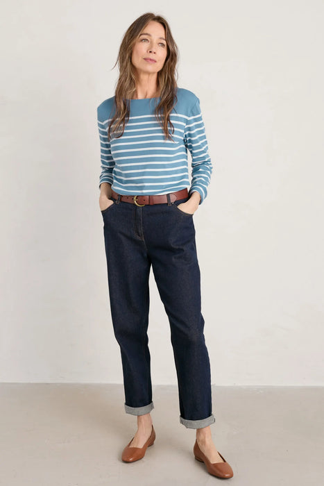 Seasalt Women's Sailor Shirt In Falmouth Breton Horizon Chalk