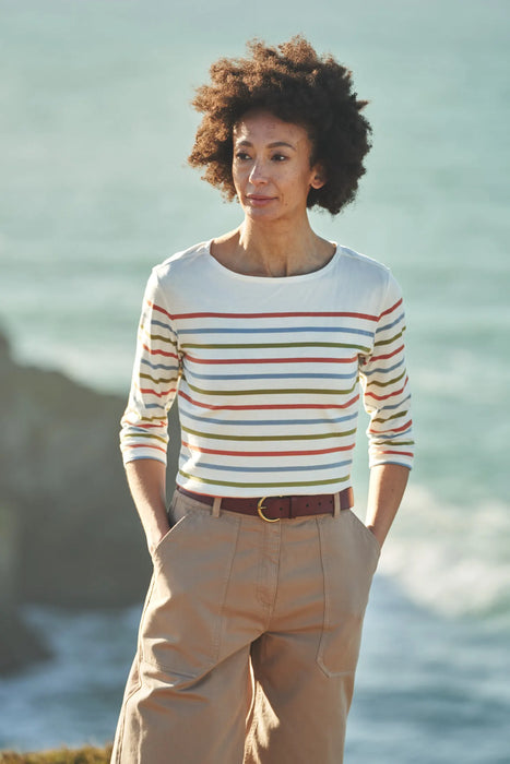 Seasalt Women's Sailor Top In Falmouth Tri Breton Gooseberry