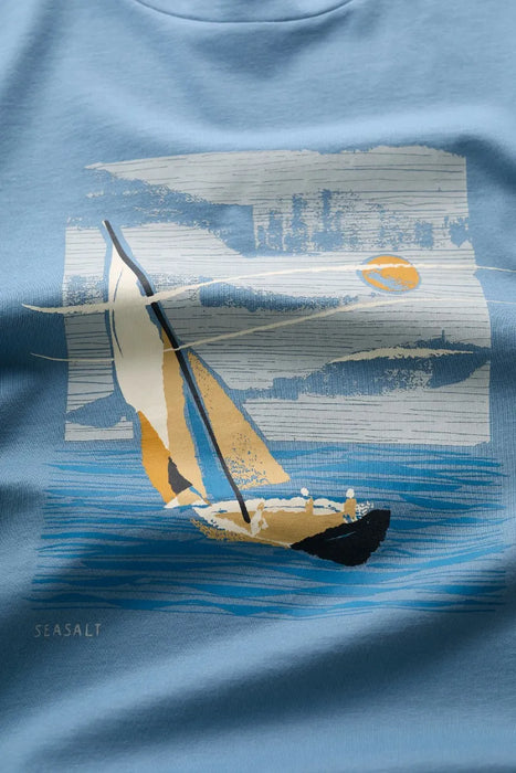 Seasalt Men's Midwatch Organic Cotton T-Shirt - Printed Boat Seascape
