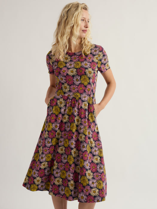 Seasalt Women's April Short Sleeve Dress In Painted Asters Maritime
