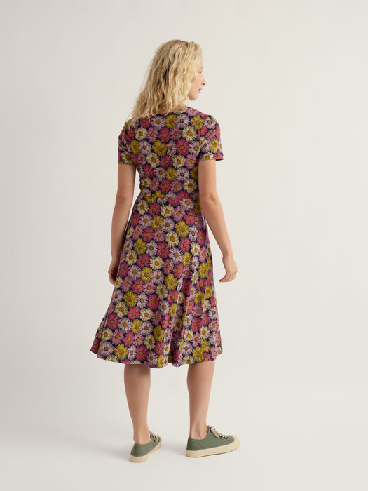 Seasalt Women's April Short Sleeve Dress In Painted Asters Maritime
