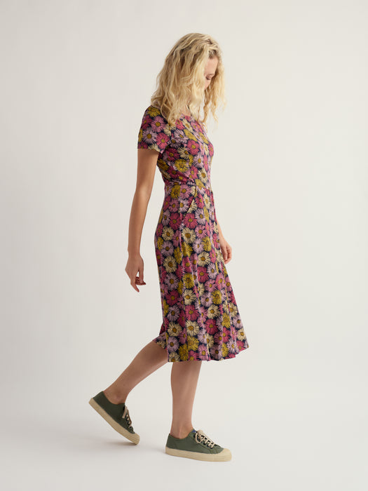 Seasalt Women's April Short Sleeve Dress In Painted Asters Maritime