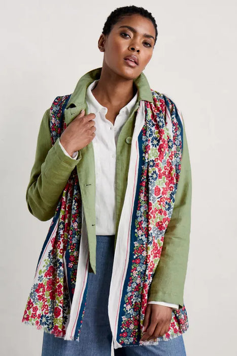 Seasalt Women's New Everyday Scarf - Flowery Painting Border Chalk