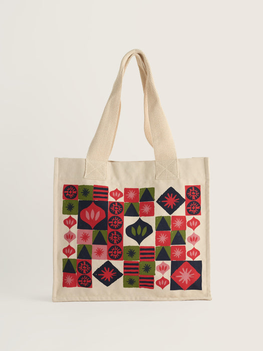 Seasalt Foldaway Canvas Shopper In Advent Baubles Mix