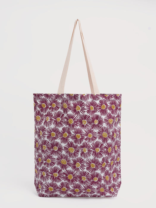 Seasalt Foldaway Canvas Shopper In Painted Asters Chalk Mix