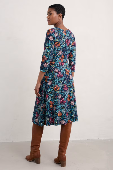 Seasalt Women's April Jersey Dress In Seaweed Bloom Maritime