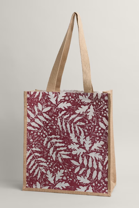 Seasalt Jute Shopper In Frosted Leaves Dahlia