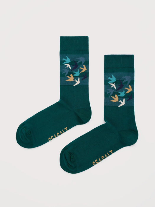 Seasalt Men's Arty Organic Cotton Socks In Flight Path Collage Dark Wreckage