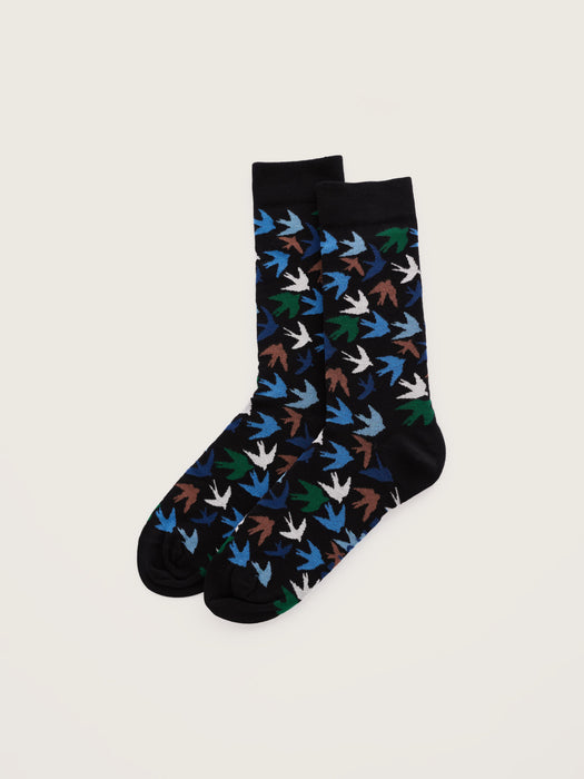 Seasalt Men's Bamboo Arty Socks In Flight Path Collage Inkwell