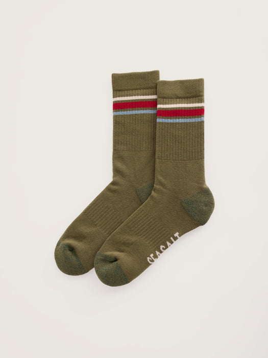 Seasalt Men's Cushioned Crew Socks In Dunmere Light Olive Twist