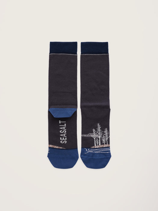 Seasalt Men's Everyday Socks In Woodland Sketches Slate