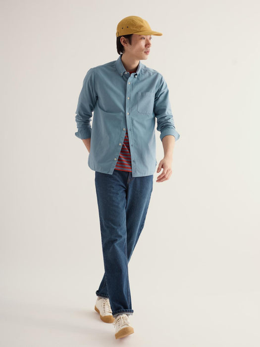 Seasalt Men's Jenken Striped Oxford Shirt In Blue Slate