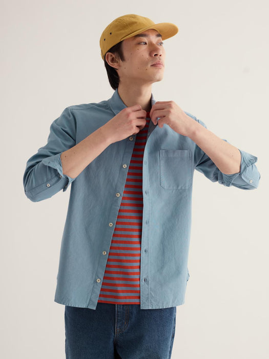 Seasalt Men's Jenken Striped Oxford Shirt In Blue Slate