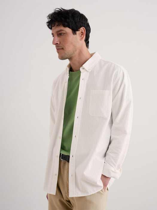 Seasalt Men's Jenken Striped Oxford Shirt In Chalk