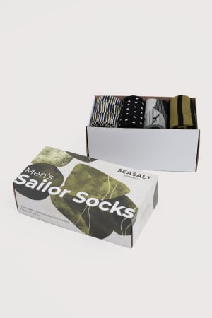Seasalt Men's Sailor Socks In Carn Mix Set Of 4 Gift Box